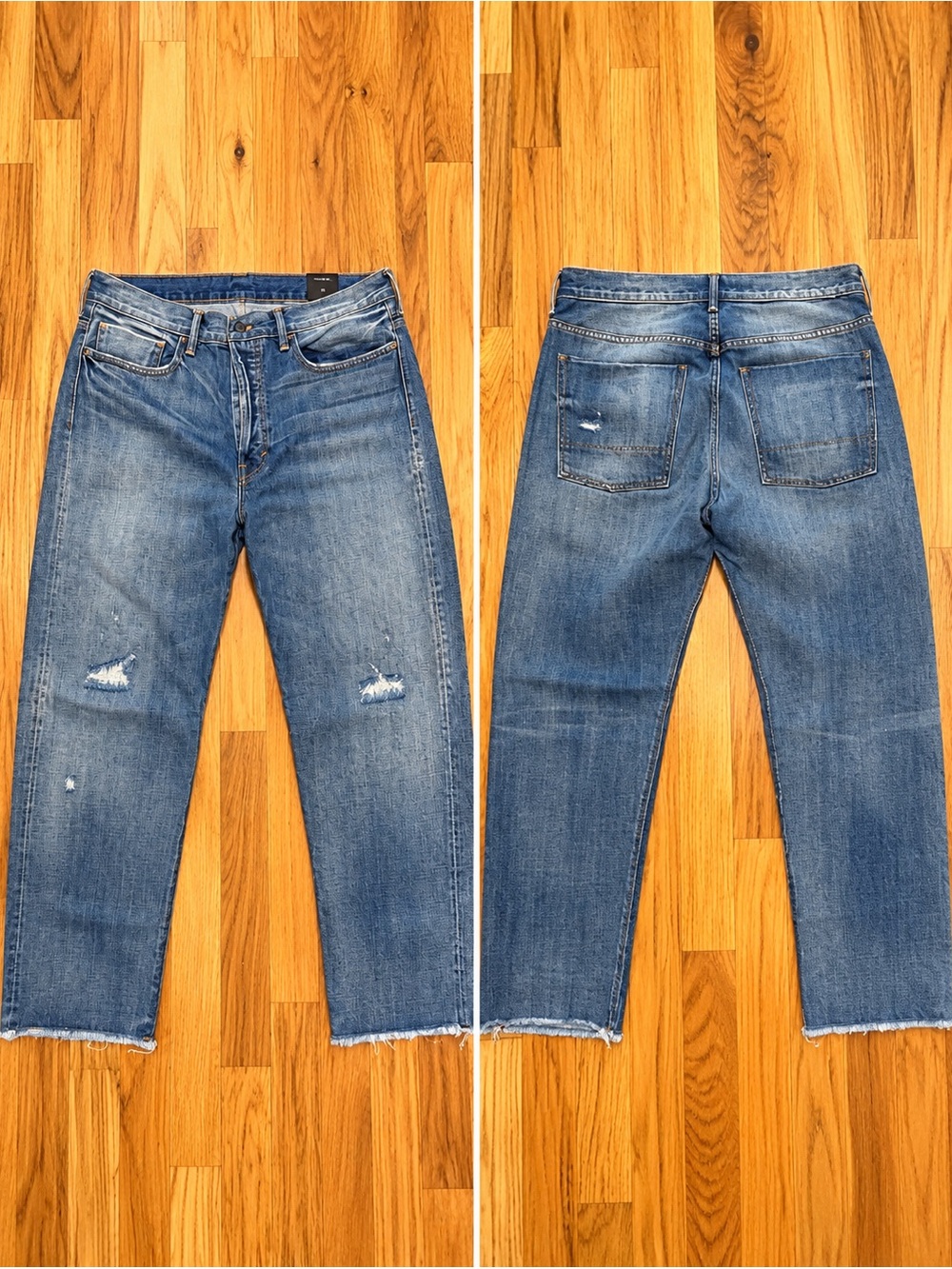 Vince Made USA Japanese Denim 100% Cotton Button Fly Distressed Jeans Size 31